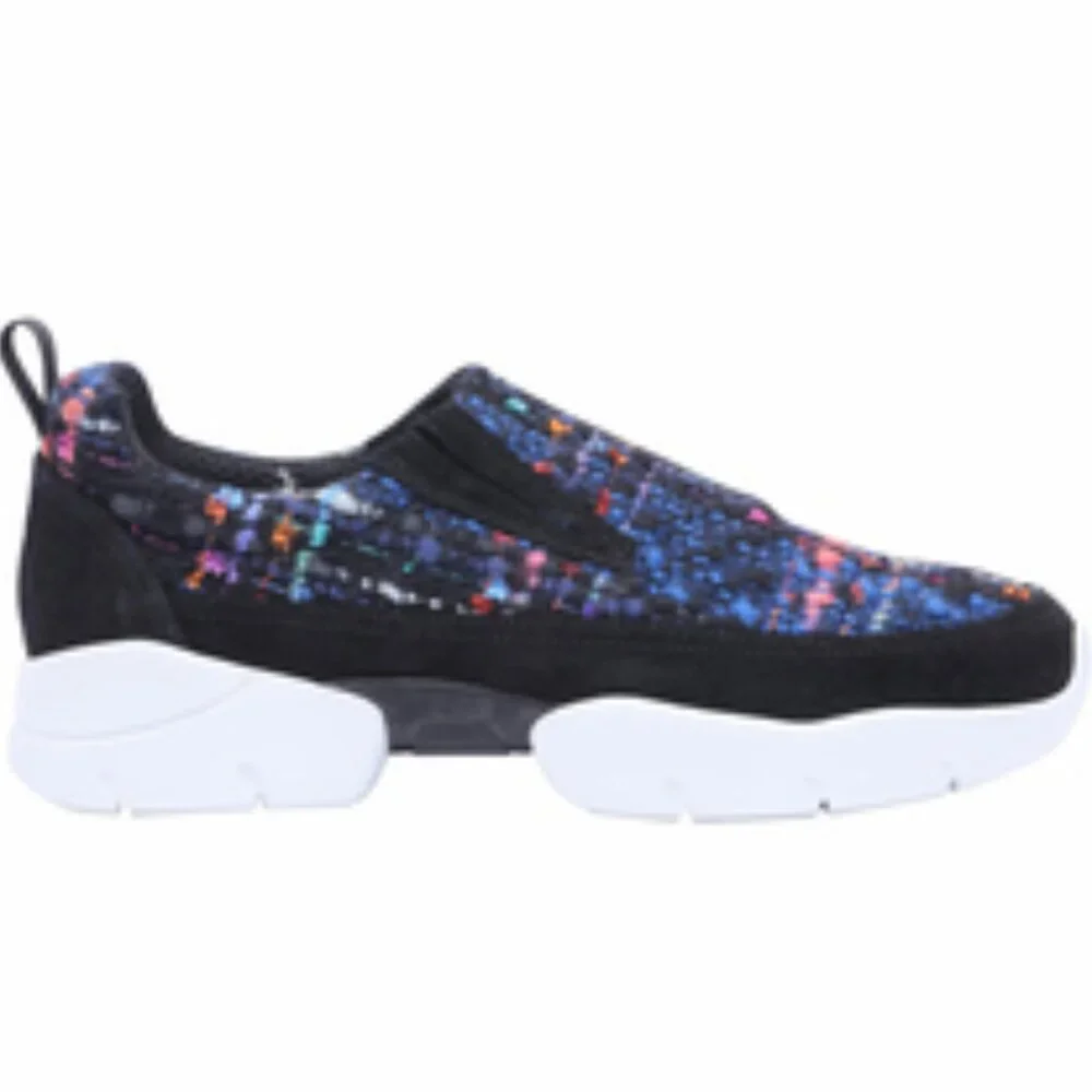MSGM Black Blue Multicolor Tweed  Slip-On Extra Light Trainers Size 36 (US 6) - Picture 5 of 12